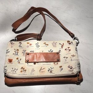 Free2Fly Floral State Flower Crossbody Bag in Tan and Cream